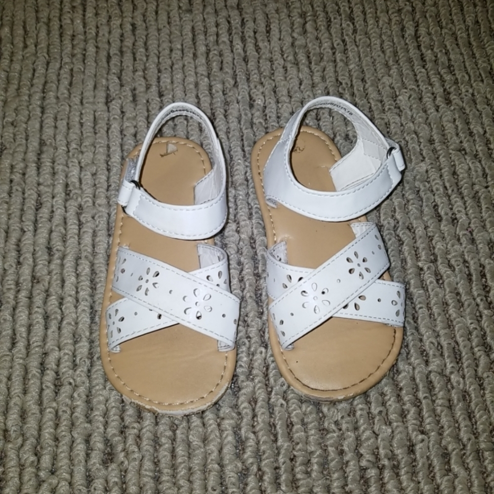 2/$6 Girls' white summer sandals